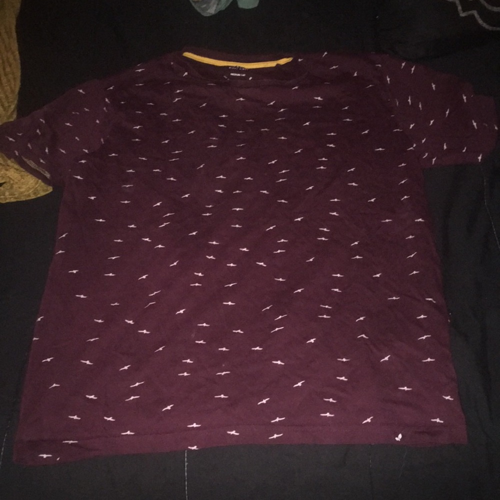 Denim & flower Maroon Eagle shirt